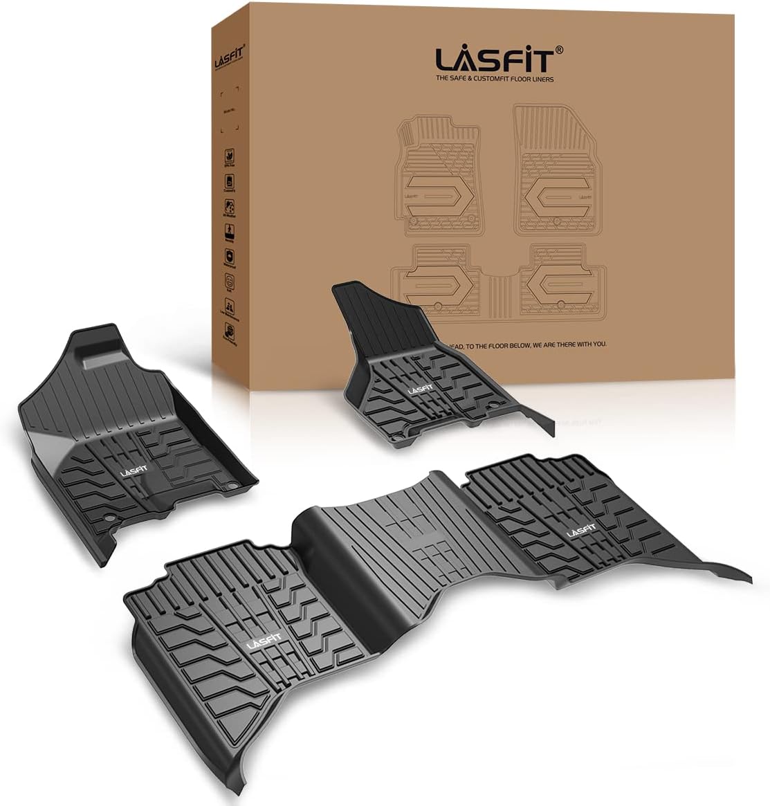 LASFIT Floor Mats for Dodge Ram 1500/2500/3500 Crew Cab 20132018, All