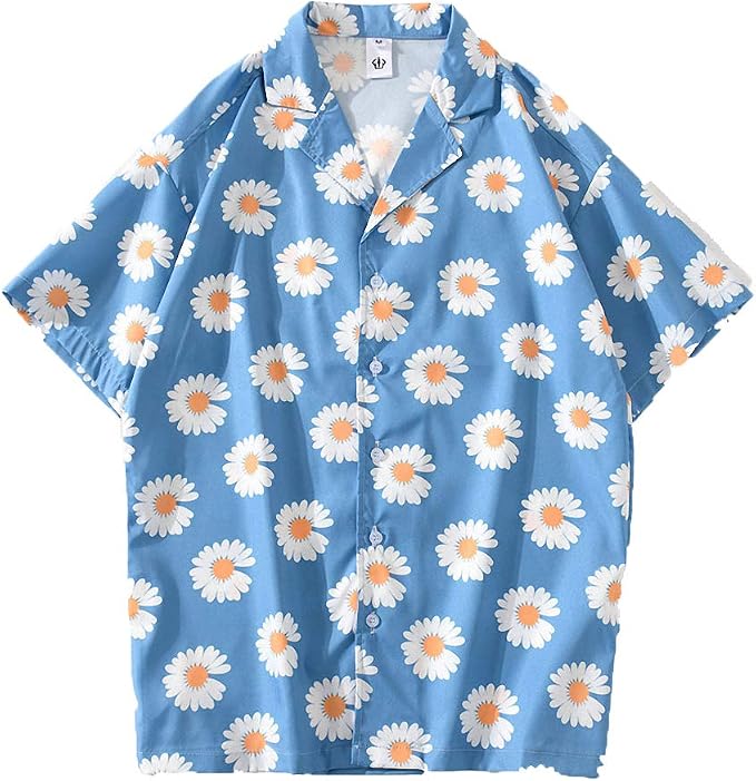 Daisy Flower Print Shirts Short Sleeve 
