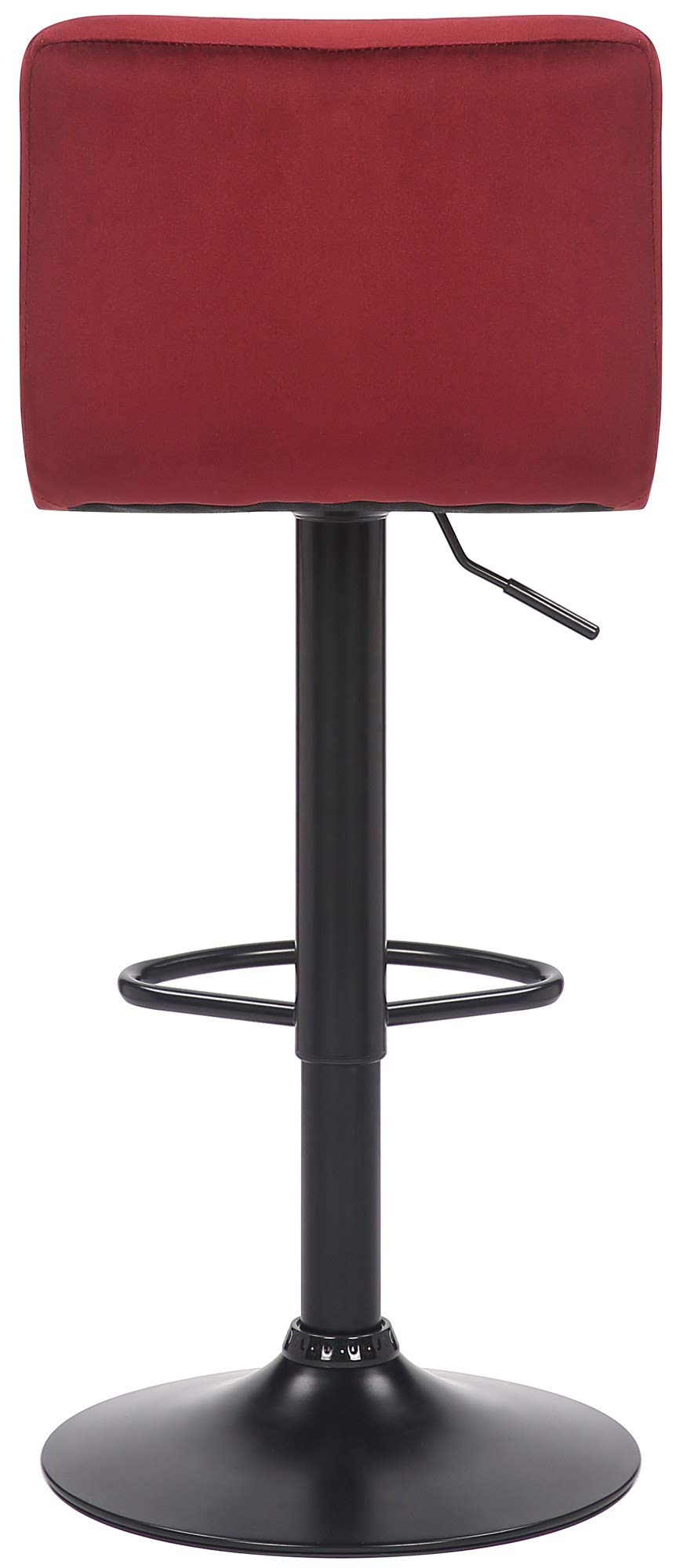 CLP Lot De 2 Tabourets De Bar Feni en Velours I Assise Rembourrée I Piètement Métal Noir I Repose-Pieds I Pivotant I Hauteur Réglable | Couleur Rouge