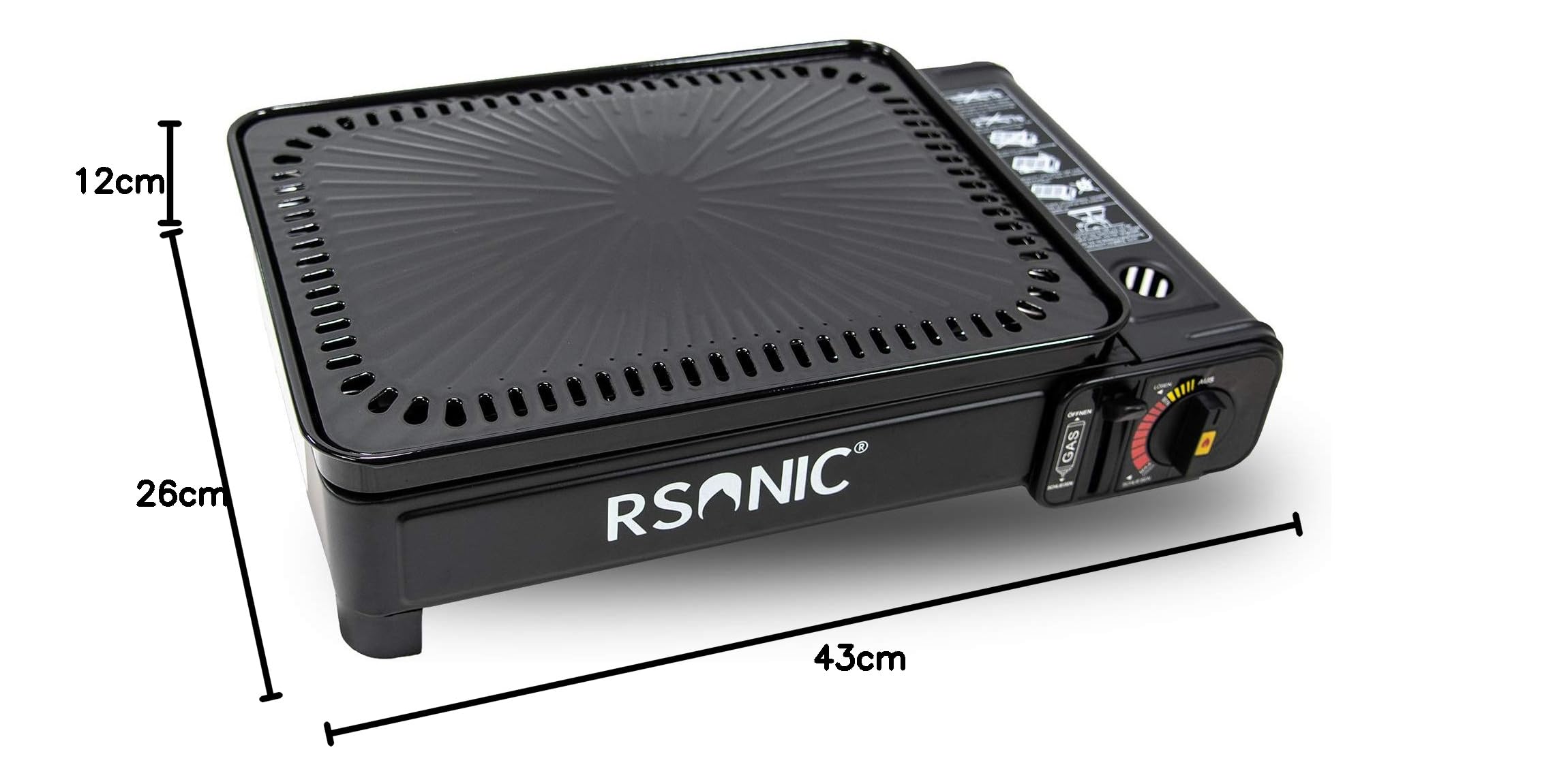 Rsonic Clearfee Barbecue à gaz butane portable avec grille et plaque de cuisson, étui de transport, barbecue de camping, barbecue à cartouche, portable, noir, arbre parfumé Clearfee gratuit