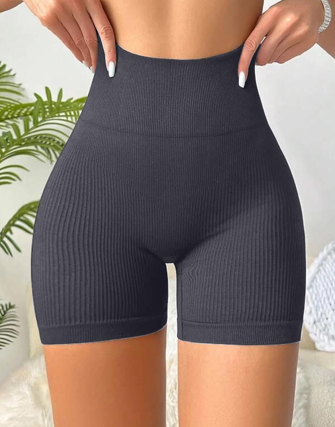 3 Piece Tie Dye Ribbed Workout Shorts for Women Seamless Gym Athletic Yoga High Waist Shorts - Image 2