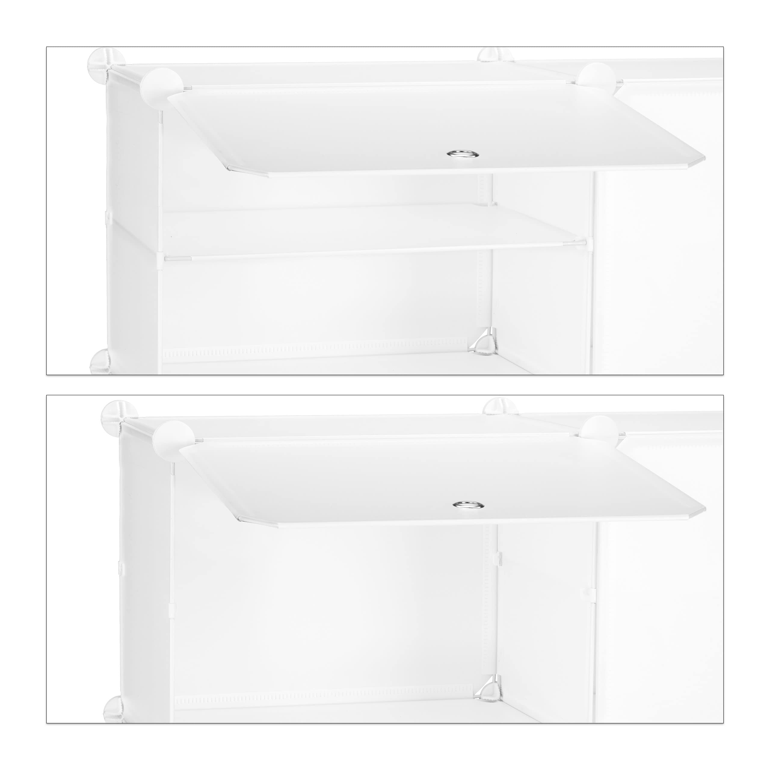 Relaxdays Scarpiera in Plastica, 24 Scomparti Chiusi con Ante, Scaffale Porta Scarpe, HxLxP: 125 x 125 x 32 cm, Bianco