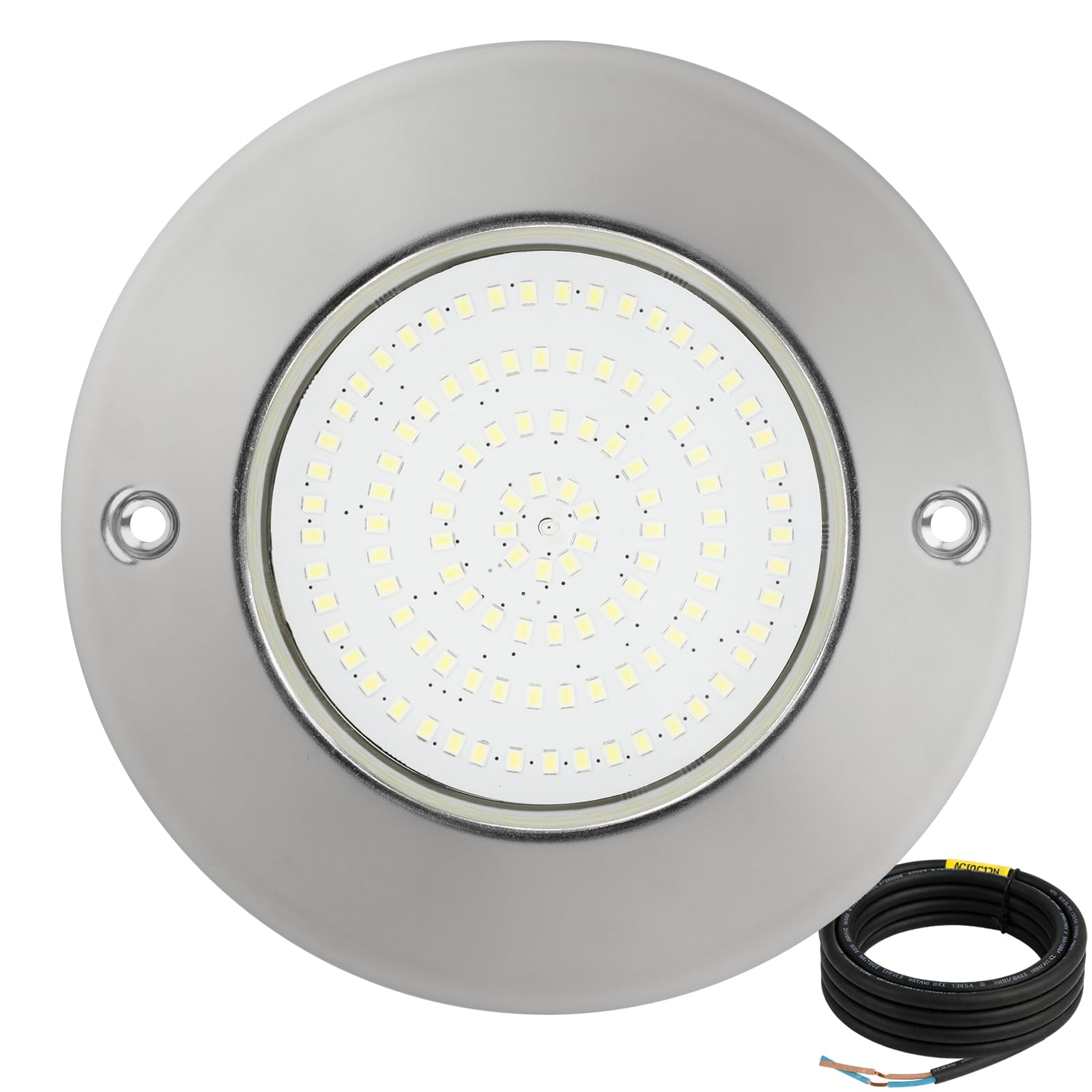 Iluminación LED para Piscina, 18W Focos Subacuáticos Blanco Frío en Acero Inoxidable, Impermeable IP68, Montaje Superficial, Lámpara para Piscina 12V AC/DC