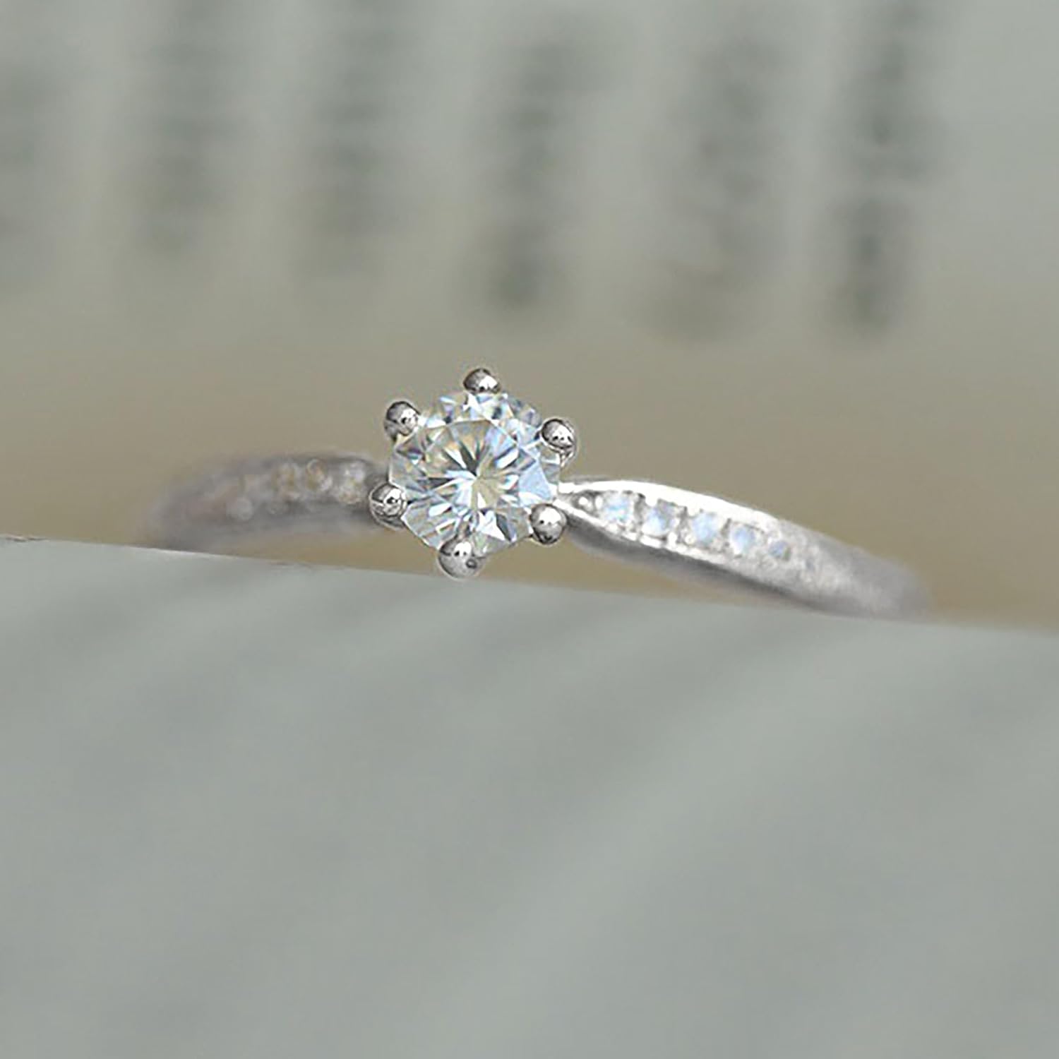 Round Cut Moissanite Ring for Women 925 Sterling Silver Cubic Zirconia Engagement Rings Solitaire Halo Promise Ring for Wife 14K Gold Plated Eternity Diamond Band Valentines Day Jewelry Gifts - Image 5