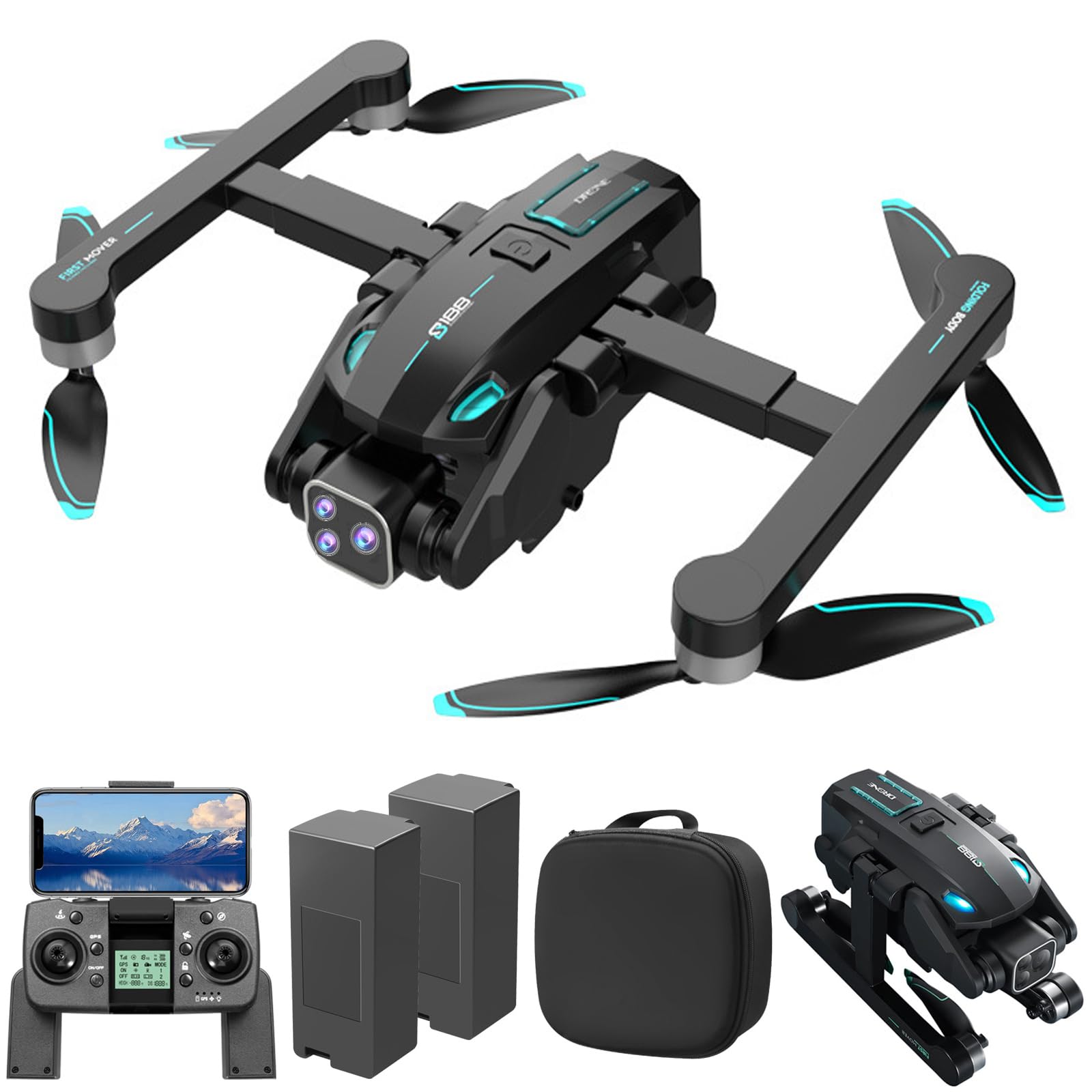 Ameta Drone Con Telecamera 4K Professionale E GPS, S50 Lite Droni FPV Con Ritorno Automatico 50 Minuti Di Volo Follow Me Modalita Intelligenti Controllo Gesti Portata 500m Meno Di 249g