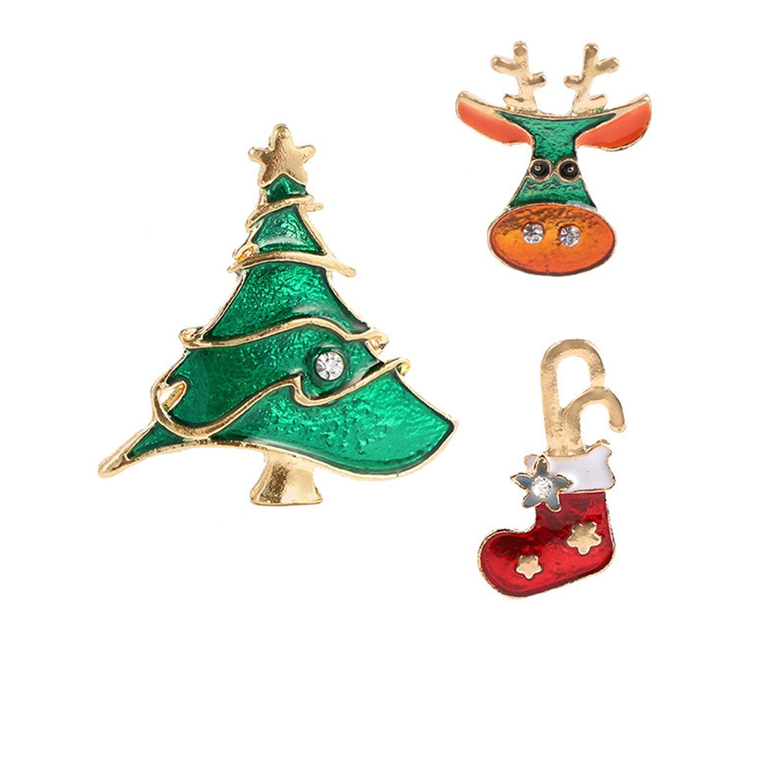Kerstspelden Broches Kerstslee Skiër Goud & Parelkrans Set van 3 - Nederland