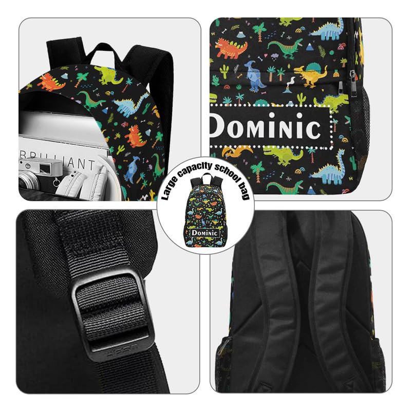 Custom Dinosaur Backpack for Boys Girls Personalized Backpack for Elementary Middle School with Name/Text Customized Back to School Bags for Kids Ages 5-12 with Lunch Box and Pencil Case3