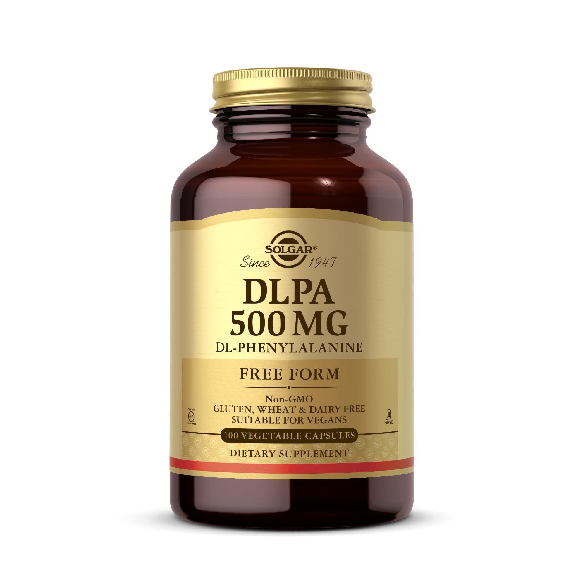 DLPA 500 mg - 100 Vegetable Capsules - Free Form DL-Phenylalanine - Non-GMO, Vegan, Gluten Free, Dairy Free, Kosher - 100 Servings