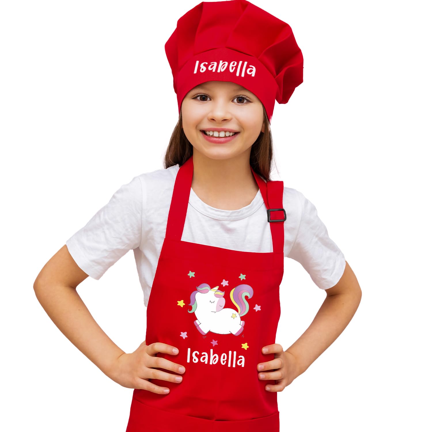 Custom Name Kids Apron with Chef Hat, Waterproof Apron for Cooking, Baking, Art, Painting, Christmas 2025 Personalized Birthday Gift for Daughter,Son,