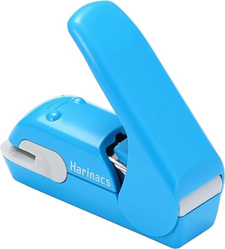 Miniatura 9 de Kokuyo Grapadora sin grapas, prensa Harinacs, sin agujero para encuadernación de 5 hojas, azul, importación de Japón (SLN-MPH105B)