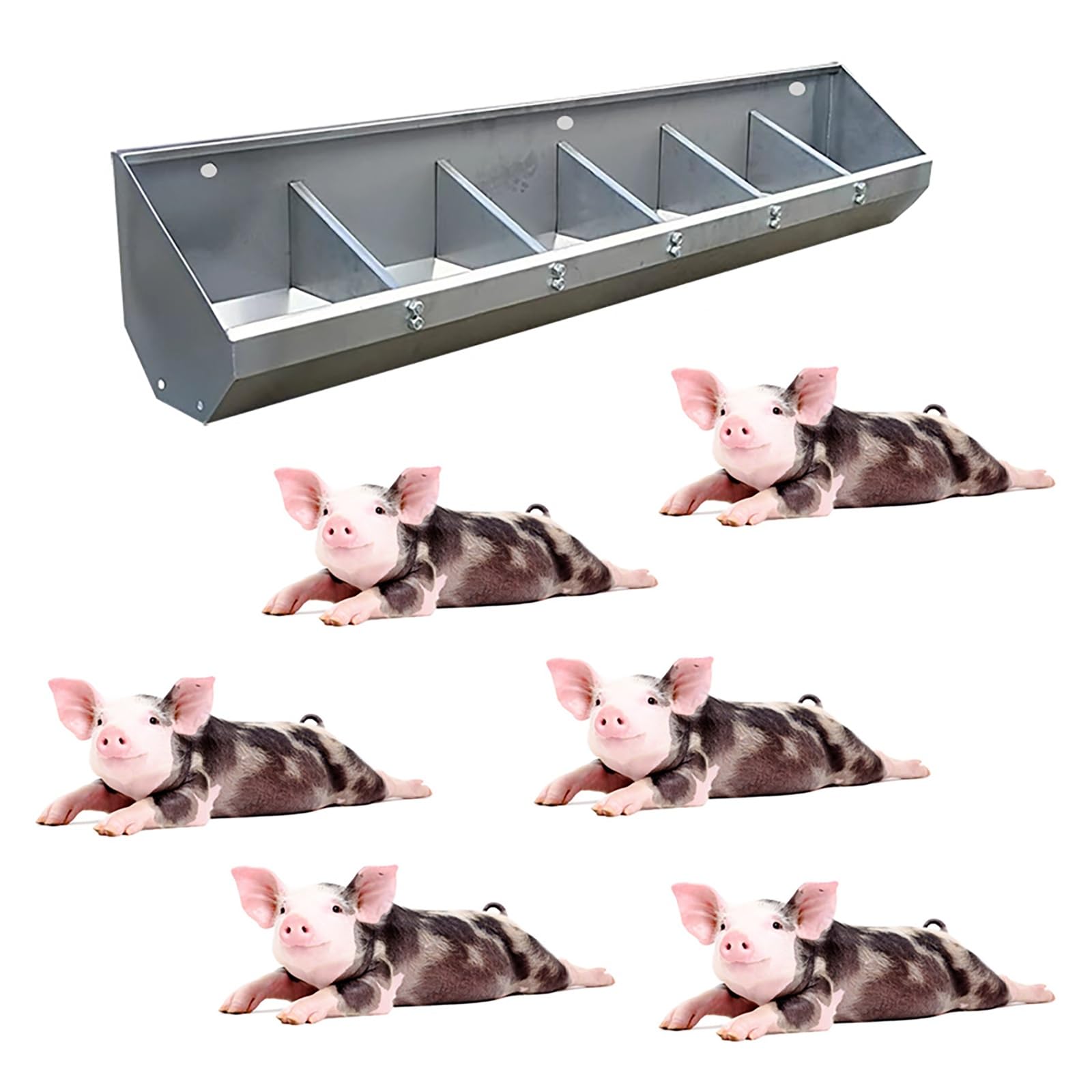 Wetterfeste Schweinefutterspender und -wässer, robuste Edelstahl-Futtertröge für Bauernhof, Hof, Schuppen und Weiden, großes Fassungsvermögen (0,9 m)