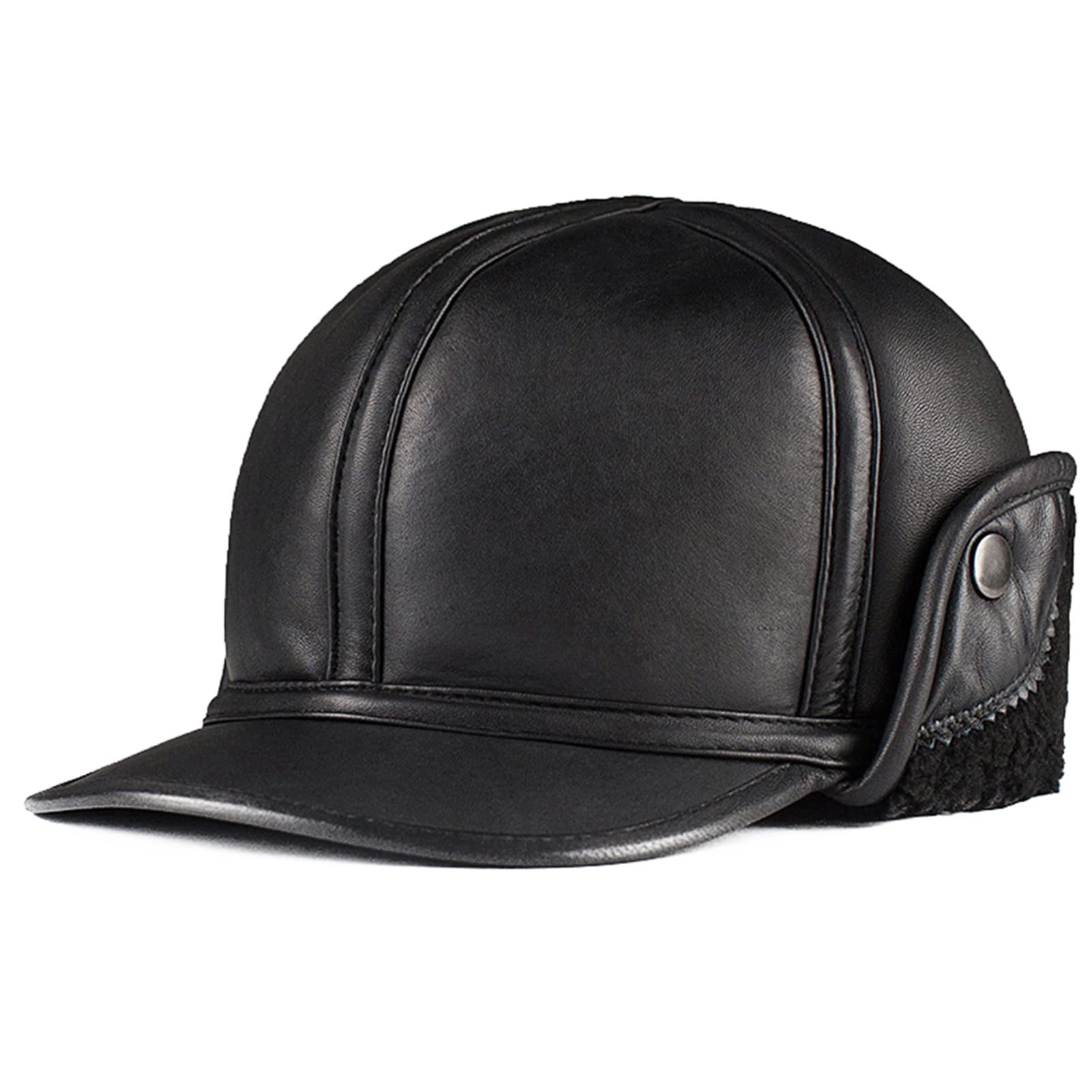 DongBao Uomo Cappello Invernale in Pelle da Caccia, Cappello Militare Caldo Unisex, Berretto Baseball con Paraorecchie,Berretto papà