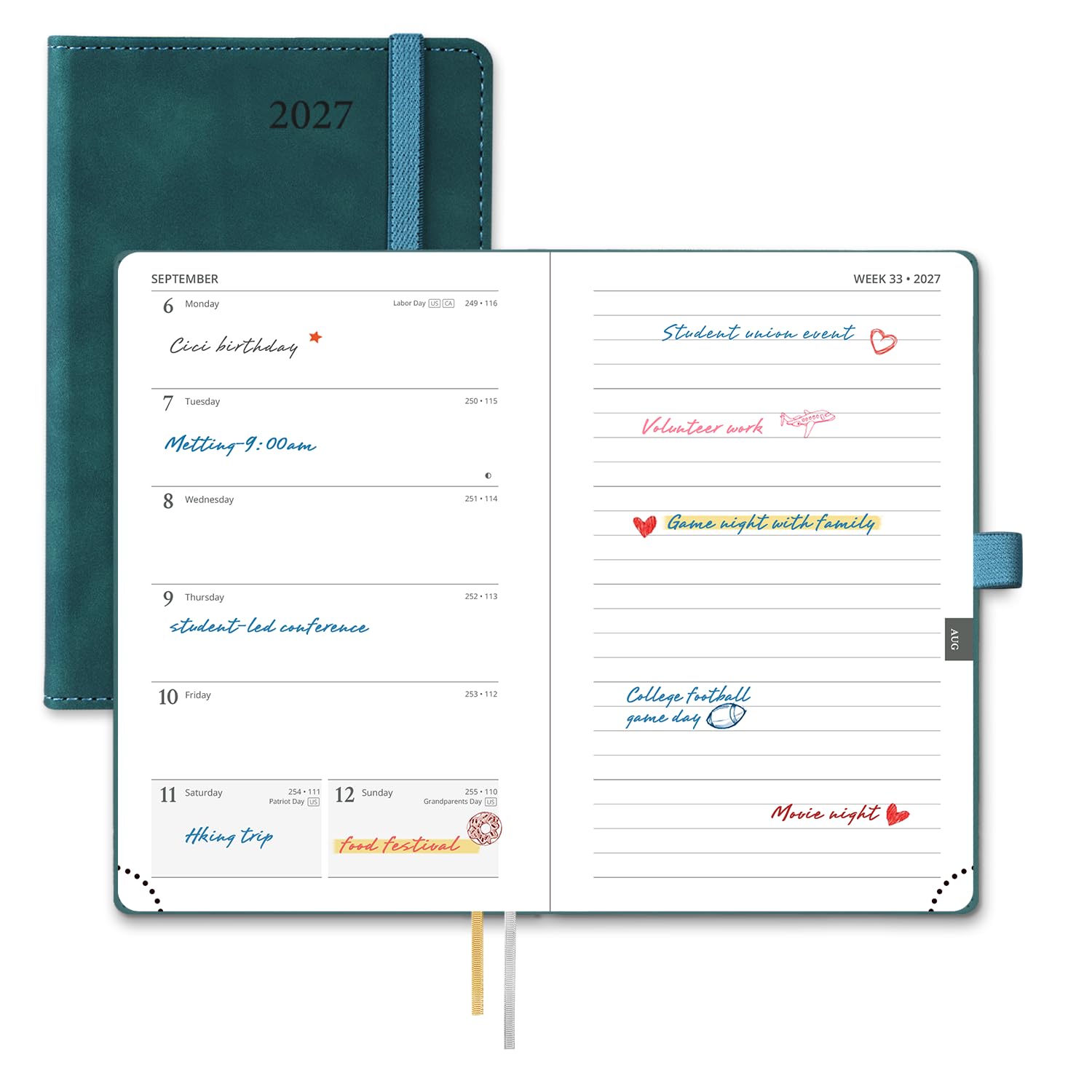 POPRUN 2027 Diary A6 Weekly Planner Softcover, 27 Planner & Notebook In One
