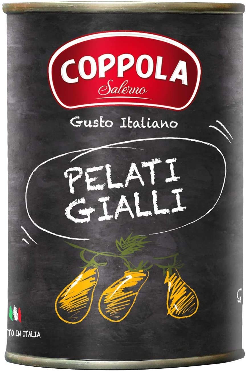 Coppola Pelati Gialli, Tomates Pelados Amarillos - Sin sal añadida 400g (Caja de 12)