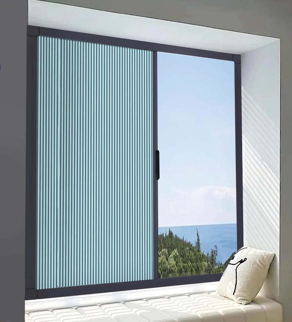 HEFJIAYCIQ No Drill Cellular Shades with Aluminum Track, Blackout Shades Honeycomb Blinds for Indoor Windows, Perfect Thermal Insulated & Noise Reduction,Blue,1200x1300mm