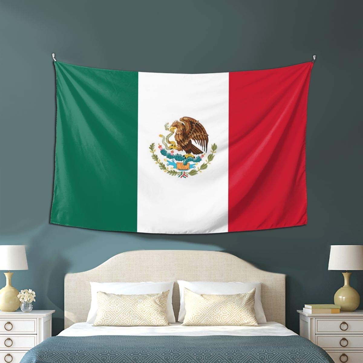 COWDIY Wanddekoration, Wandteppich, mexikanische Flagge, Hippie-Kunst, Wandbehang, extra große Tischdecken, 152,4 x 101,6 cm, für Schlafzimmer, Wohnzimmer, Schlafsaal, Heimdekoration