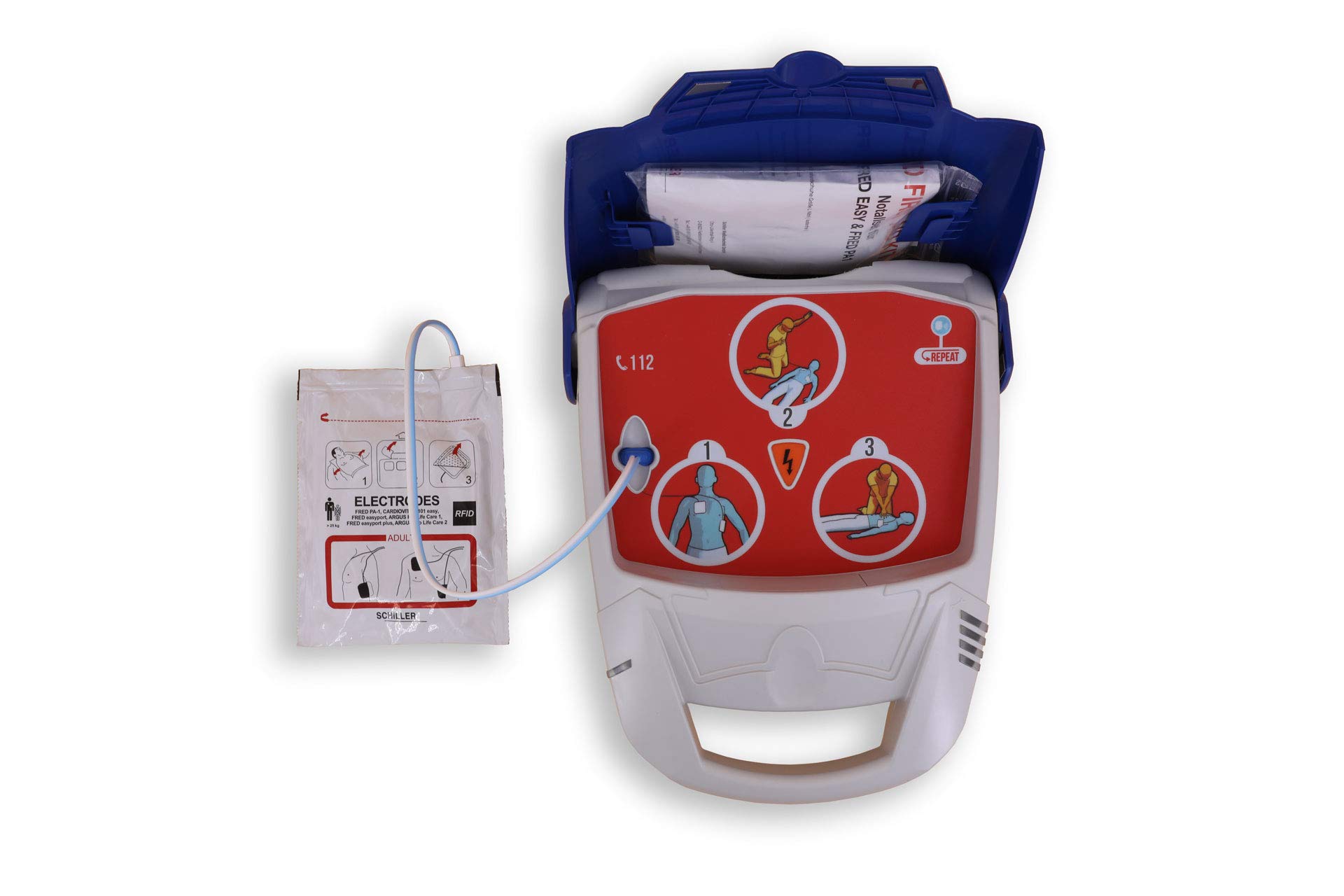 Notfallretter® Defibrillator AED+, 10 Jahre Garantie Schiller Deutschland, aktiver HLW-Assistent, HLW Feedback FreeCPR®, mit vollautomatische Schockauslösung, Vollausstattung, MDR