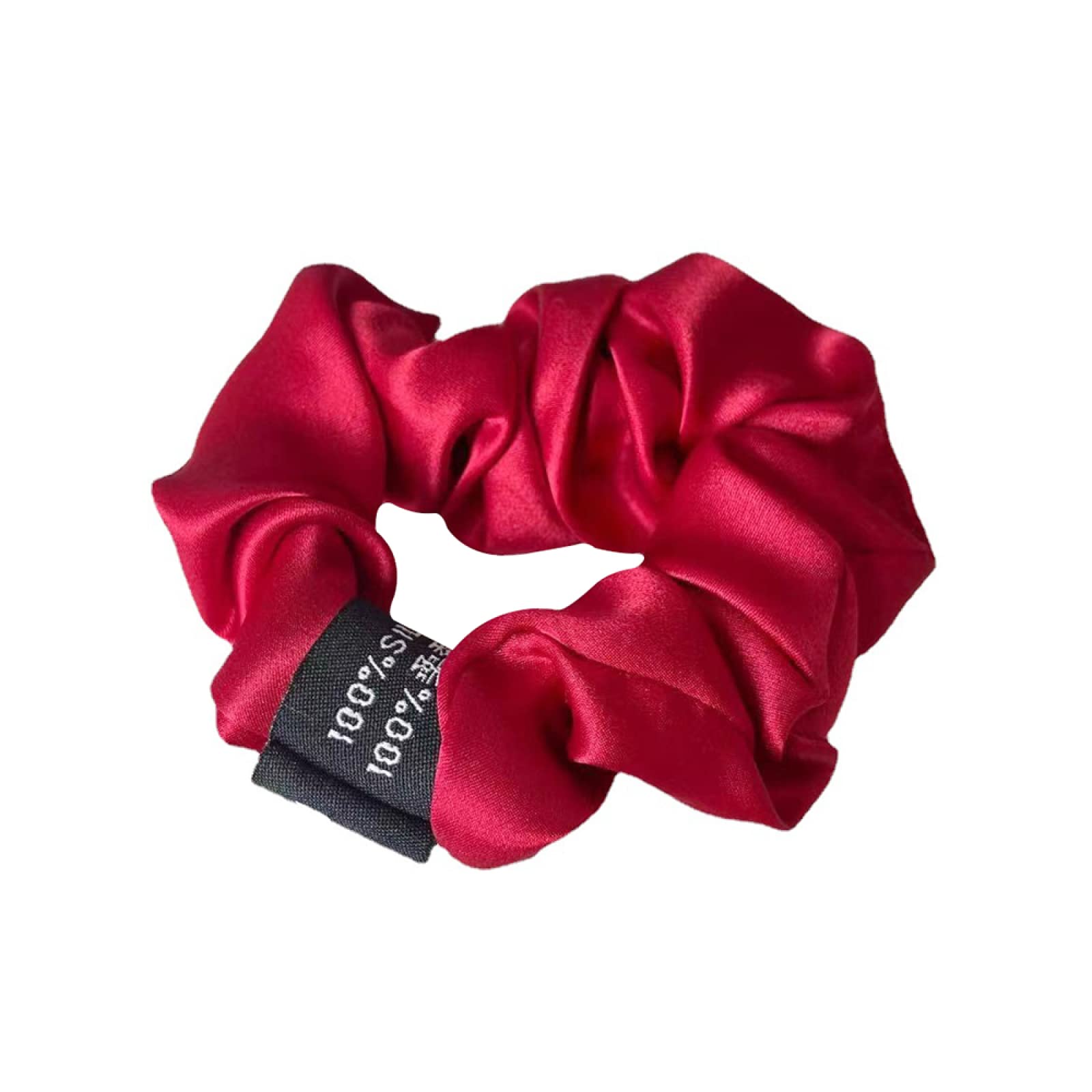 Prawdziwy jedwab kobiety stałe Scrunchie elastyczne gumki do włosów 3.5cm gumki do włosów dziewczyna akcesoria do włosów opaska na głowę sukienka na głowę 16 Momme, czerwony (granatowy)