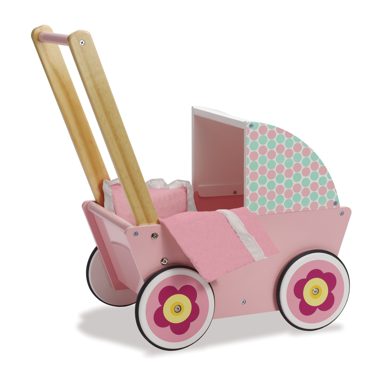 Manhattan Toy Baby Stella Sweet Strolling Wooden Pram and Stroller for Nurturing Dolls