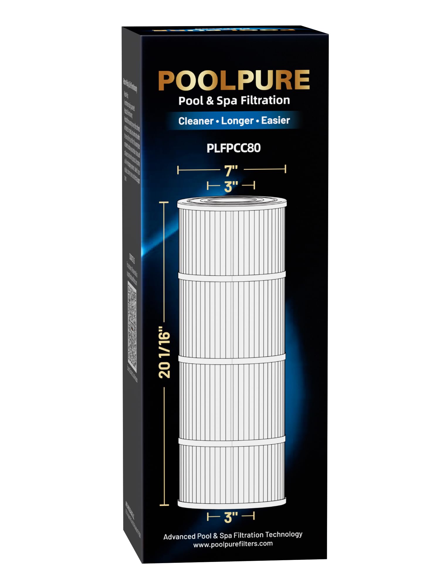 POOLPURE Filtre de Piscine Remplace Pleatco PCC80-PAK4, Unicel C-7470, Filbur FC-1976, Pentair Clean & Clear Plus 320, R173573, 178580, 817-0081, 4 Cartouches