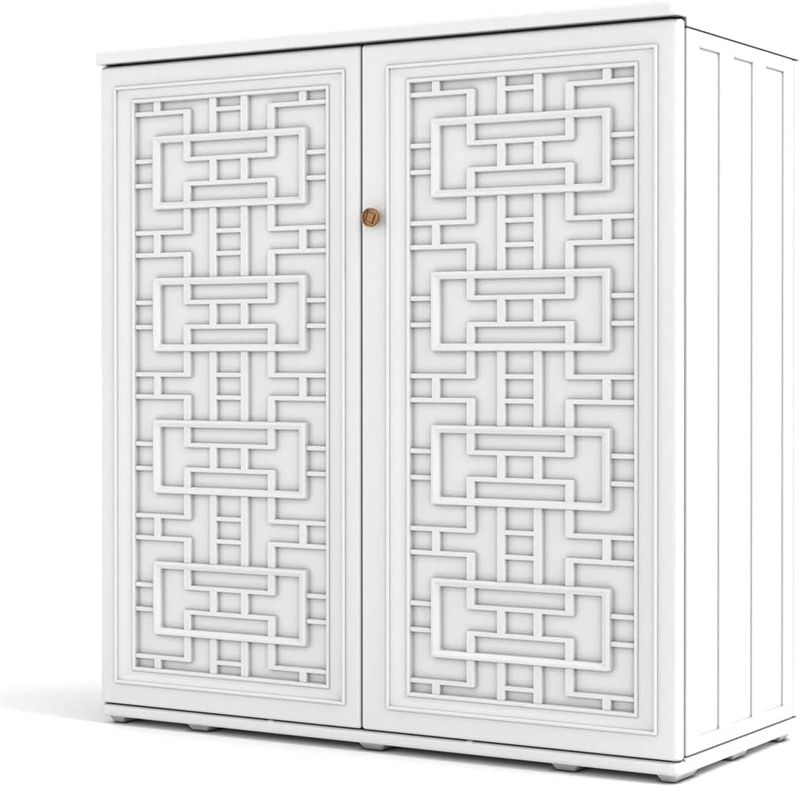 Horti Cubic Resin Storage Cabinet with Doors and 1 Shelf, Indoor & Outdoor Deck Box Waterproof for Patio Furniture Cushions, Garden Tools, Pool Tools and Kids’ Toys (Cream White)