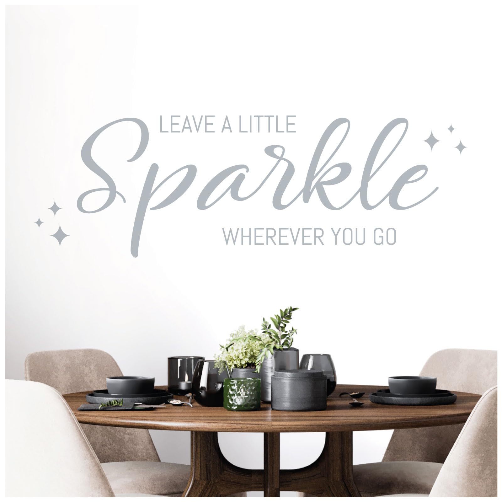 Leave a Little Sparkle Wherever You Go - Wall Quote, Wall Art Sticker [Medium] [Silver]