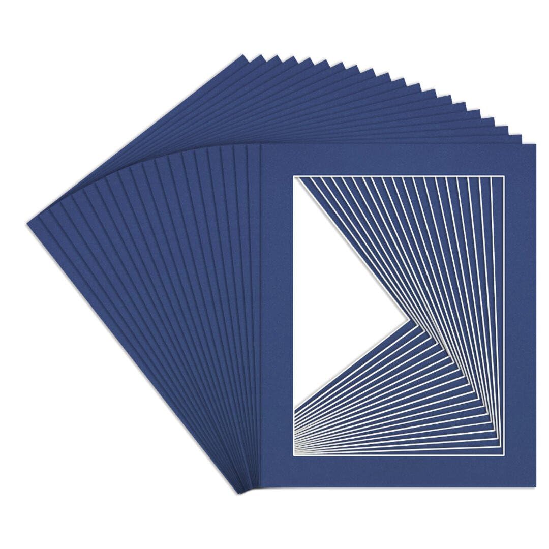 Procut Global 20x16" Blue Picture Mounts to Fit 16x12" Aperture - Precision Cut Cardboard Photo Mount - Ideal for Frames, Prints, Artwork & Certificates - Sizes & Colours Available - 20 Pack