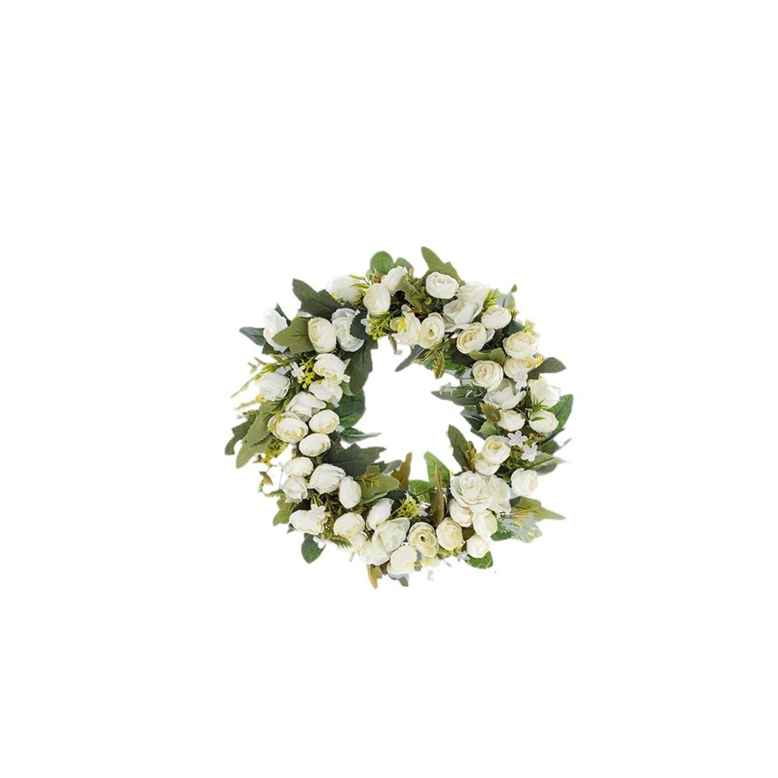 Door Wreath Wreath For Front Door Artificial Wreaths With Multicolor Rose Home And Indoor Wedding Wall Decor(WHITE)
