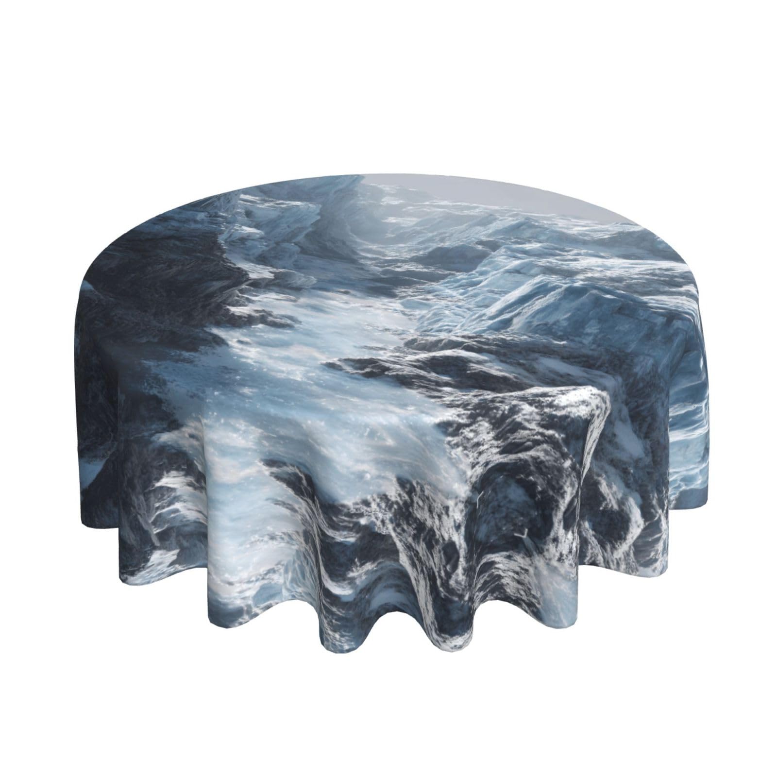 ESNAIUVCD glacier print Round Tablecloth Waterproof Washable Wipeable Resistant Polyester Circular Table Cover for Dining Room Kitchen Indoor Outside 60"