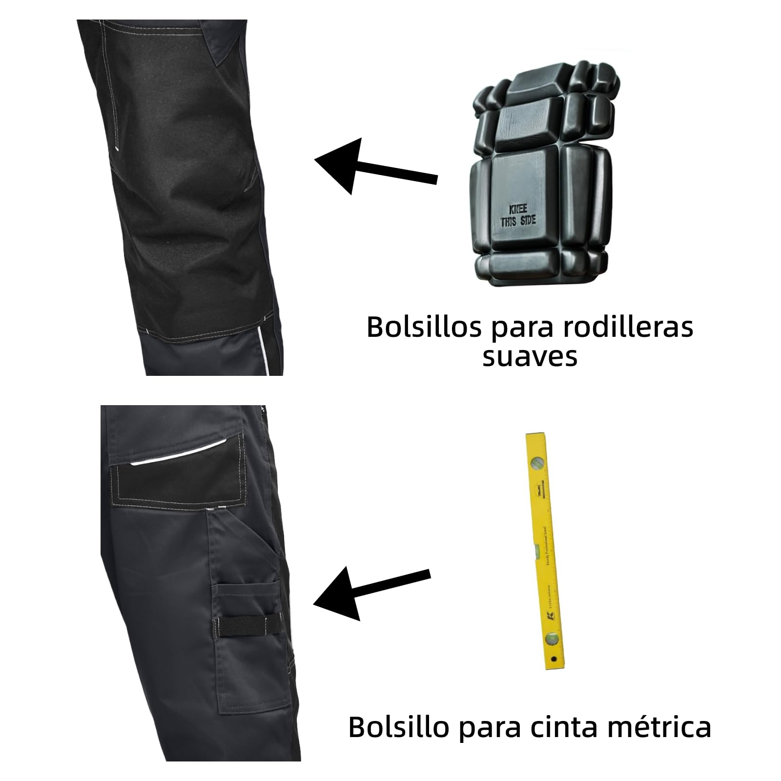 WORK IDEA Pantalones de Trabajo elásticos para Hombre con numerosos Bolsillos y Bolsillos para Herramientas