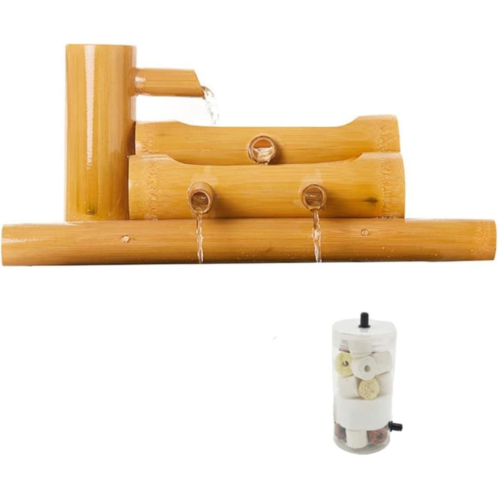 asdchZen Bamboo Fountain, Bird Bath Zen Bamboo Fountain, Outdoor Water Feature Decor, Feng Shui Bamboo Waterfall, Garden Decoration, For Bird Bath, Balcony, Pond, Pool, Fish Tank,