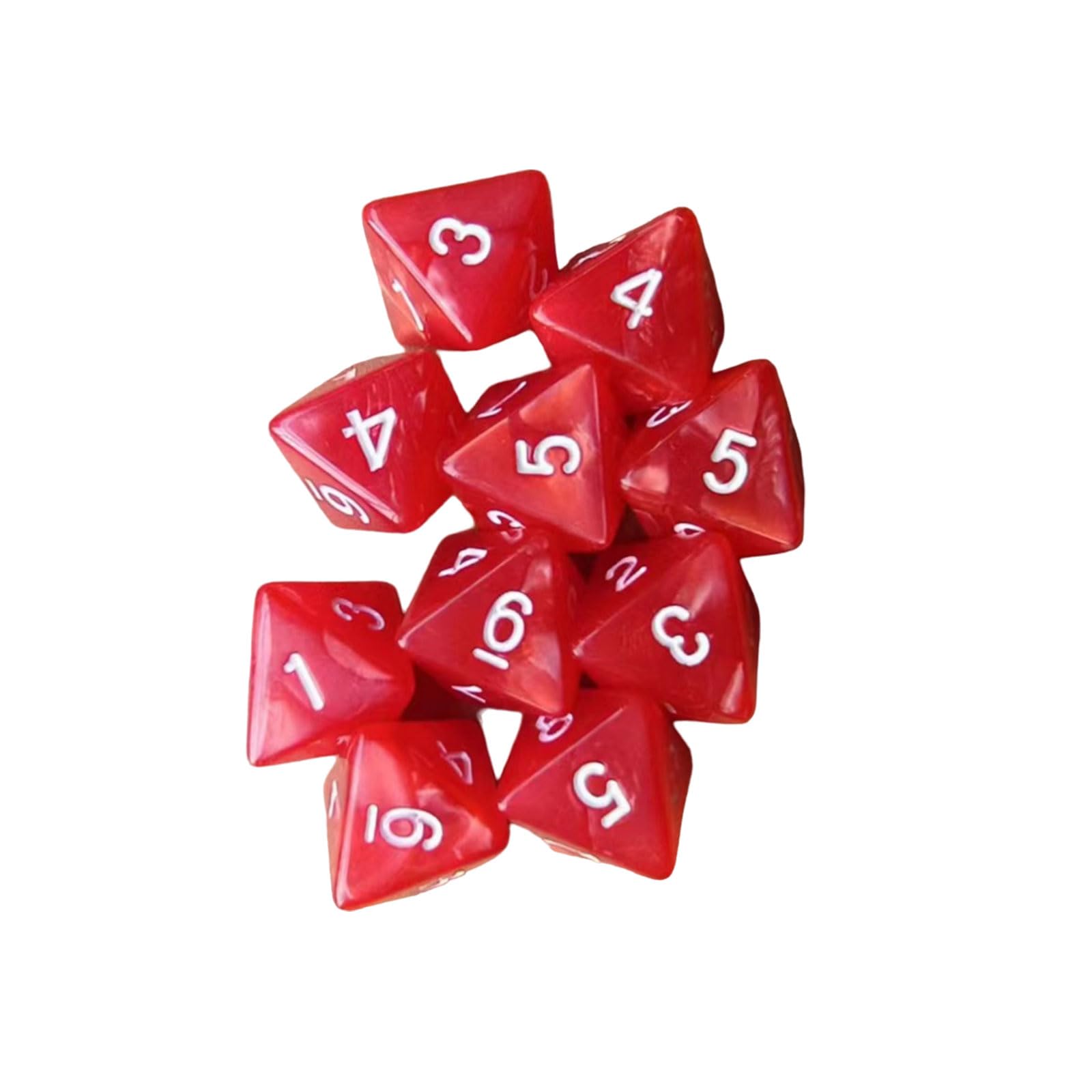 Bogeel Red 10Pcs Polyhedral Dices Acrylic 8-Sided Marble Pattern Dices Role Playing Game Dices For Table Player Easy To Use,Acrylic