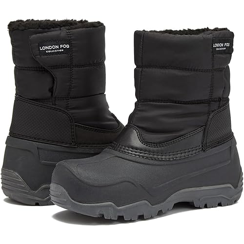 LONDON FOG Jett Waterproof Boys, Girls & Toddler Snow Boots for Kids - Insulated Warm Fleece Lined Girls & Boys Winter Boots Size 5 Toddler to 6 Big Kid, Snow Boots Girls and Boys