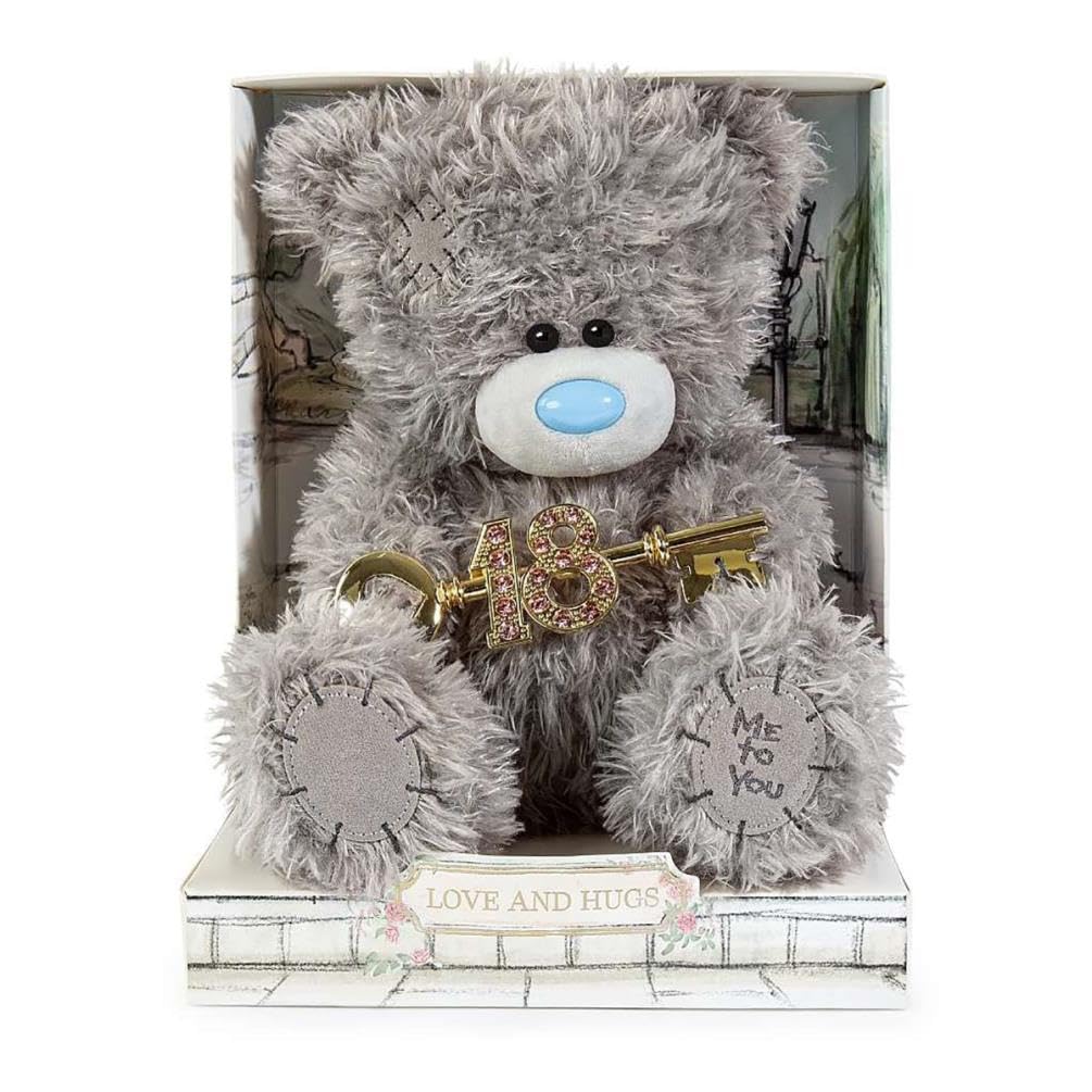 Me to You Tatty Teddy Cute Plush 18th Birthday Bear With Key 19cm-High Presented On Premium Gift Plinth - Signature Collection