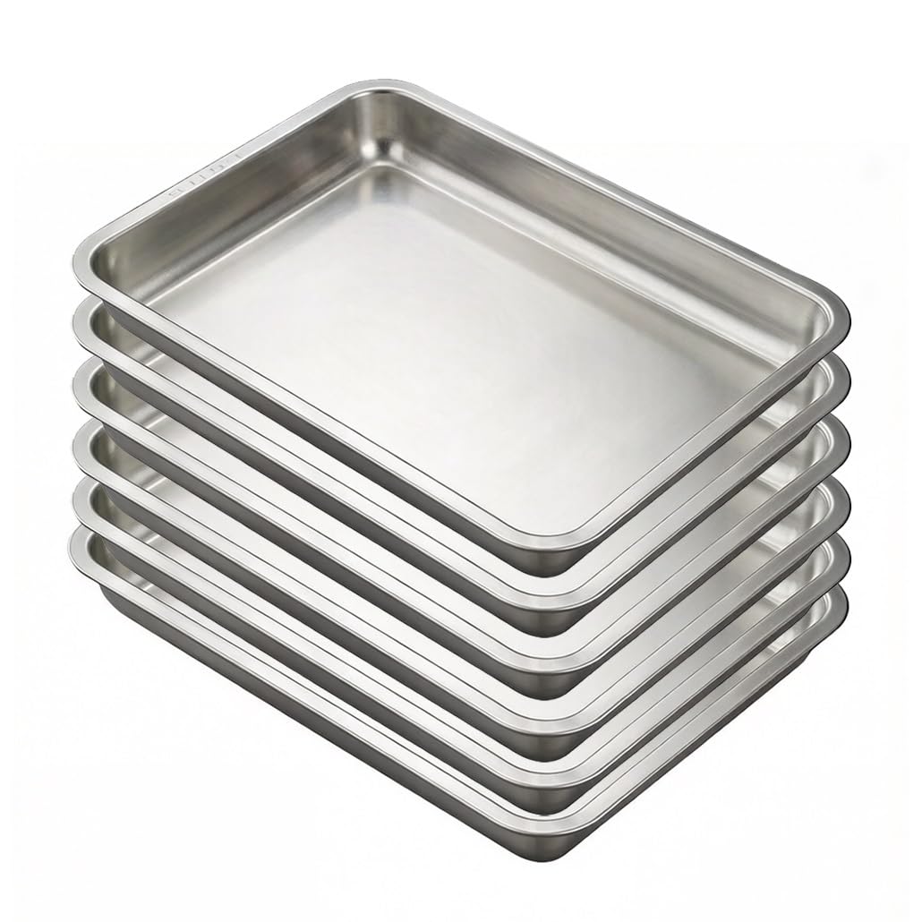 Bandeja de horno de acero inoxidable en juego de 6 piezas para repostería en cocina y exterior
