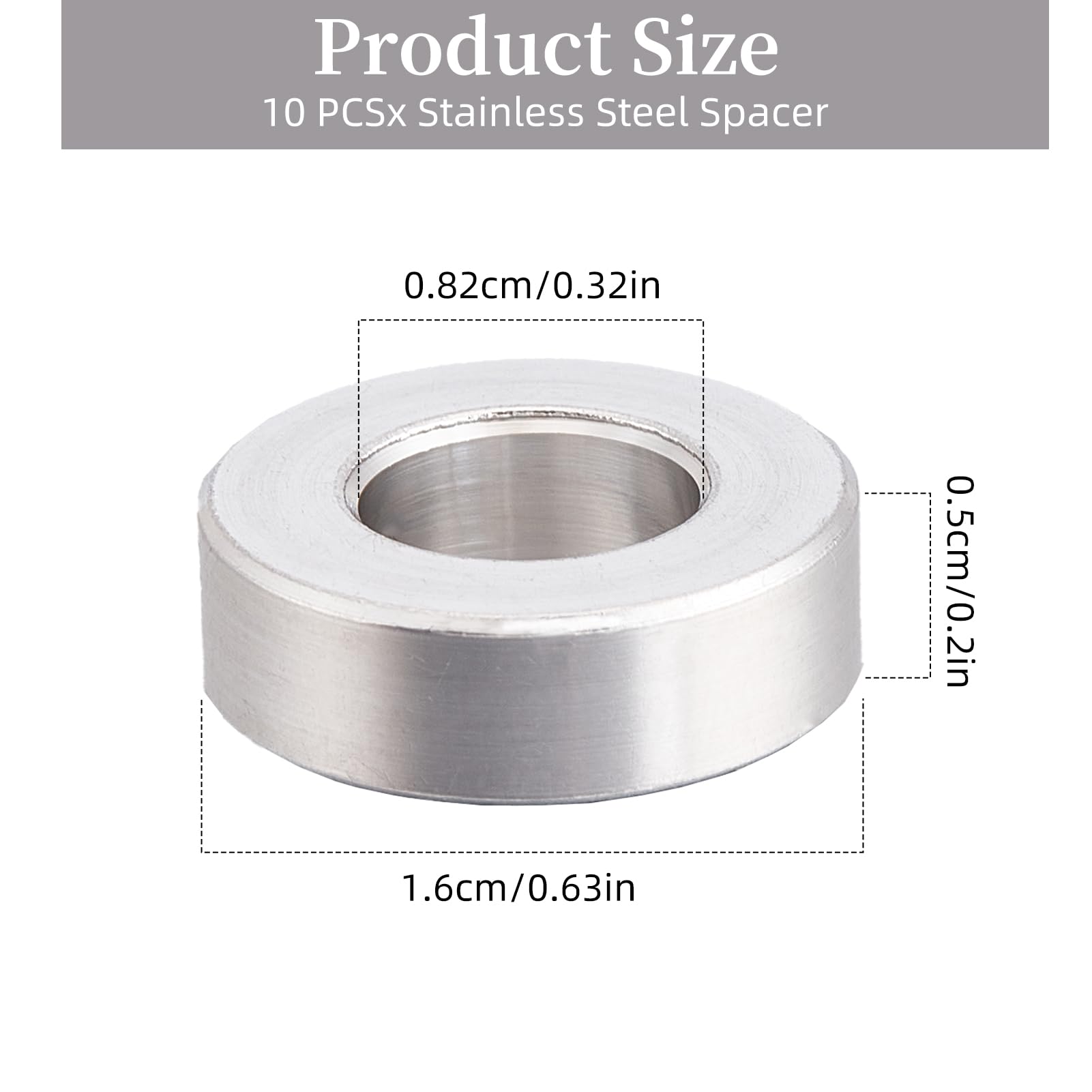 Lot De 10 Entretoises En Acier Inoxydable NICENEEDED - 8,2 Mm Intérieur, 16 Mm Extérieur, 5 Mm D'épaisseur, Pour Bricolage, électronique