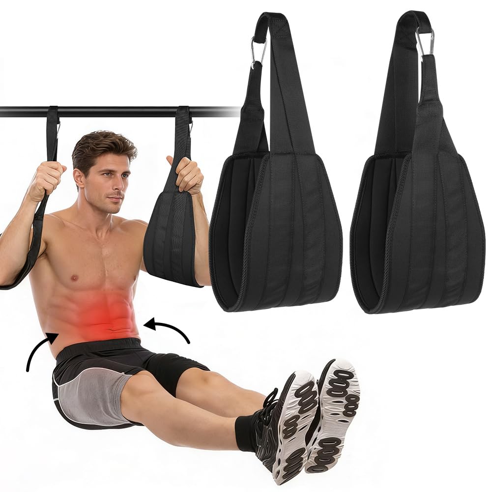 AUYAO Sling Trainer ab Straps Slings 1 para pętli na ramiona do treningu brzucha, wyściełane, wiszące z drążkiem do podciągania, pętle mięśni brzucha, do treningu mięśni brzucha, kolor czarny A