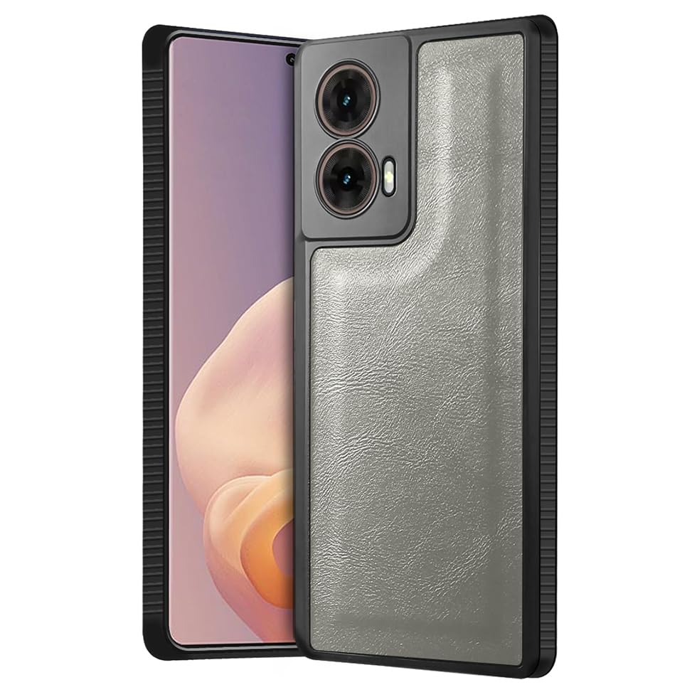 Image of Fashionury Premium PU Leather Back Cover for Motorola G96 5G / Motorola Edge 50 Fusion /Motorola G85 5G | Soft Touch Finish | Camera & Screen Protection | Anti Fingerprint Shockproof Case (Gray)