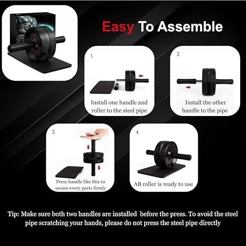 Miniatura 4 de Rueda de rodillo de abdominales premium con cuerda de saltar, conjunto de entrenamiento de abdominales para hombres y mujeres, equipo de fitness