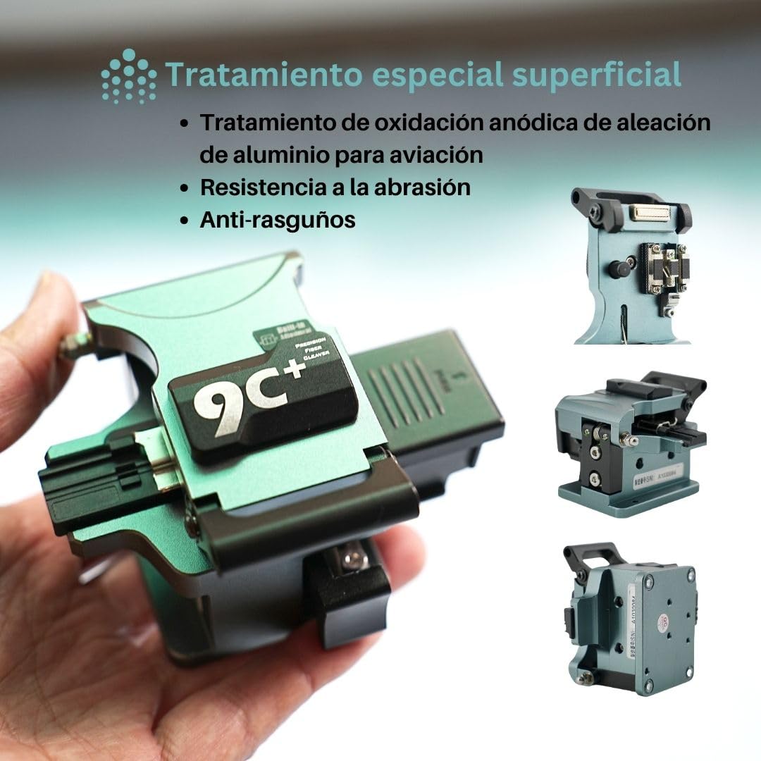 9C+ Cortadora de fibra óptica de alta precisión rotación automática Operación con una sola mano, Fiber Cleaver con material de aleación de aluminio 24 puntos de división 48000 veces de division