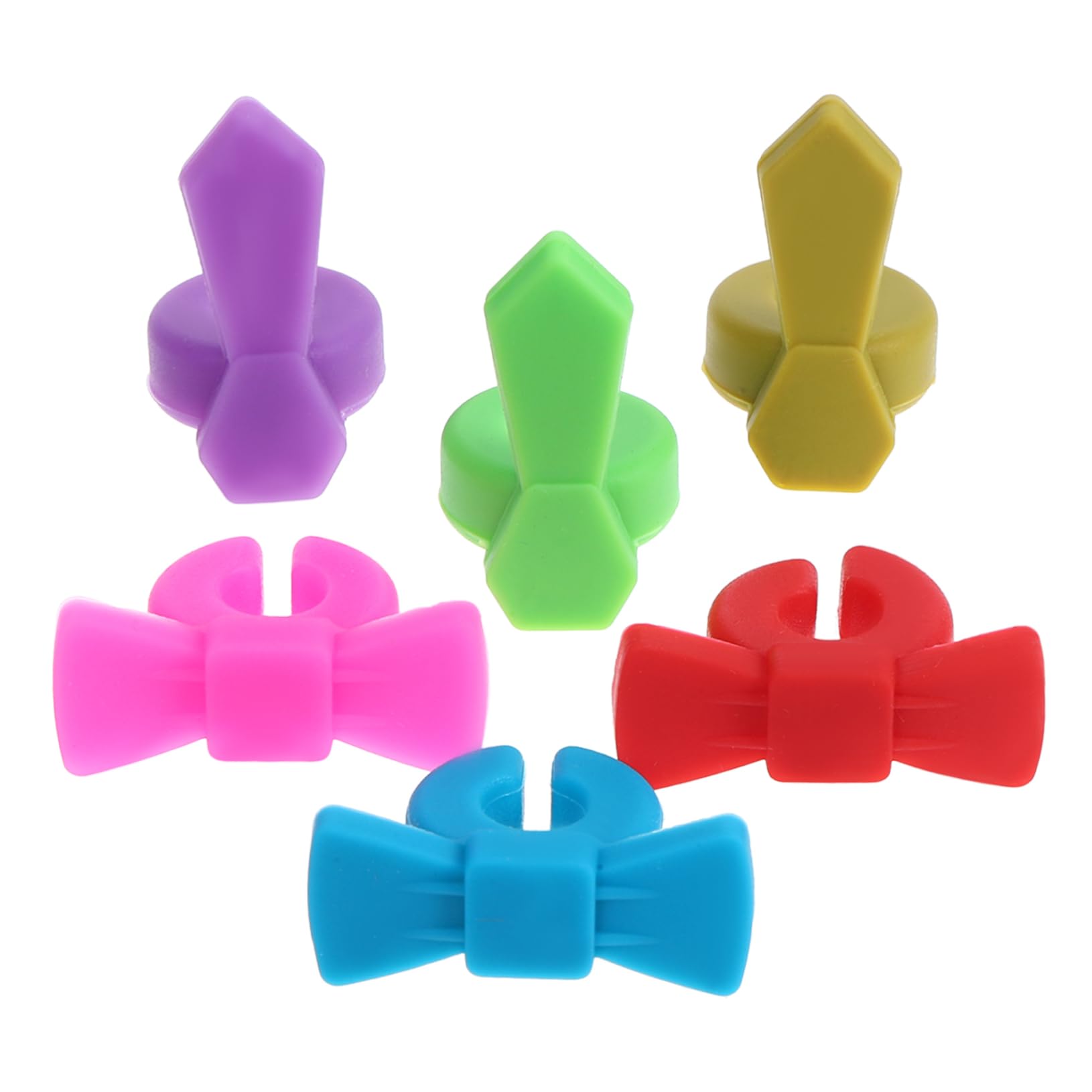 PRETYZOOM 6pcs Silicone Wine Glass Markers Reusable Bowtie Tie Charms for Party Supplies for Home Bars Easy to Identify Your Drink at Gatherings