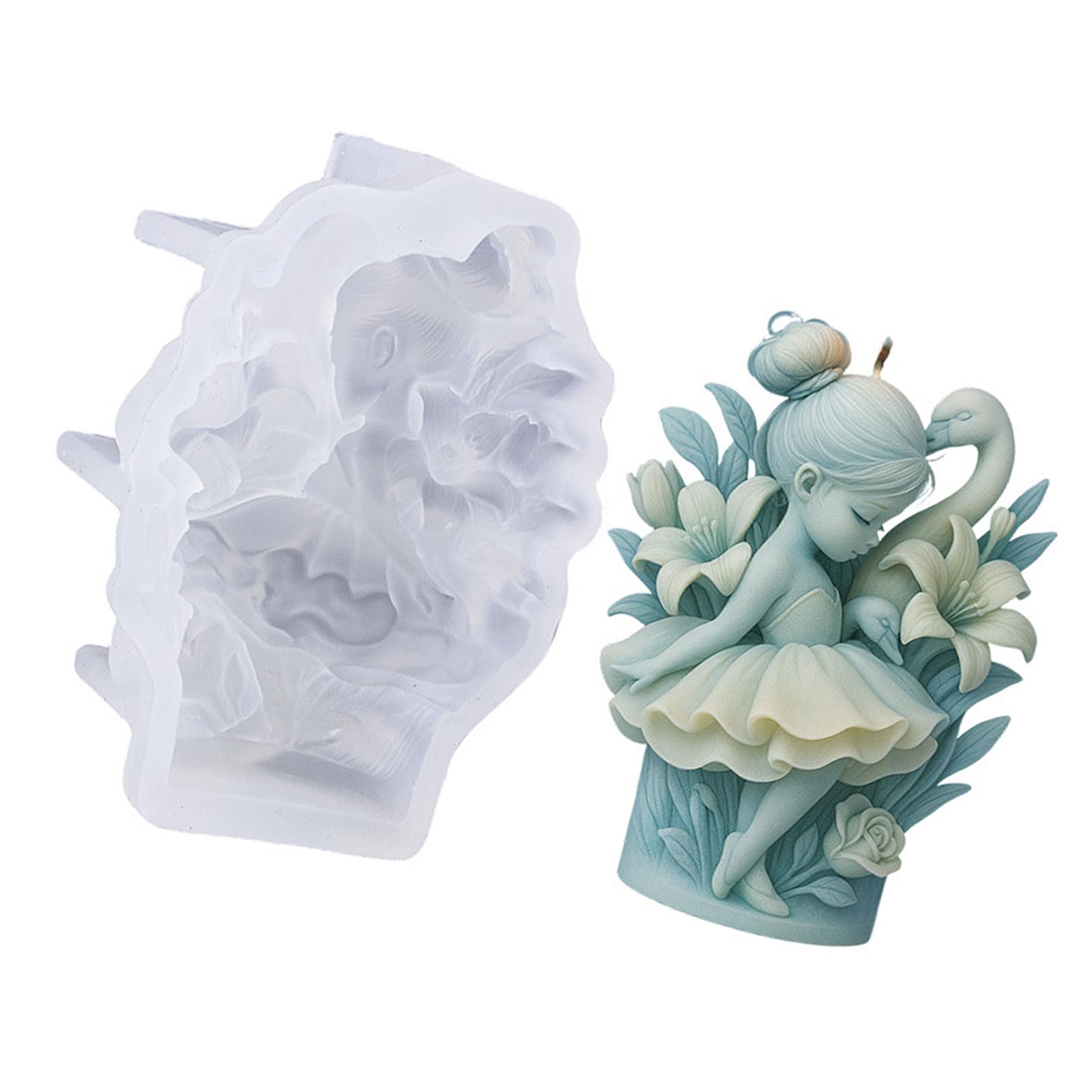 LUCKGONI Silicone Mould With Ballet Girl Cygnuses Designs For Candle Making Craft Project For Home Decoration