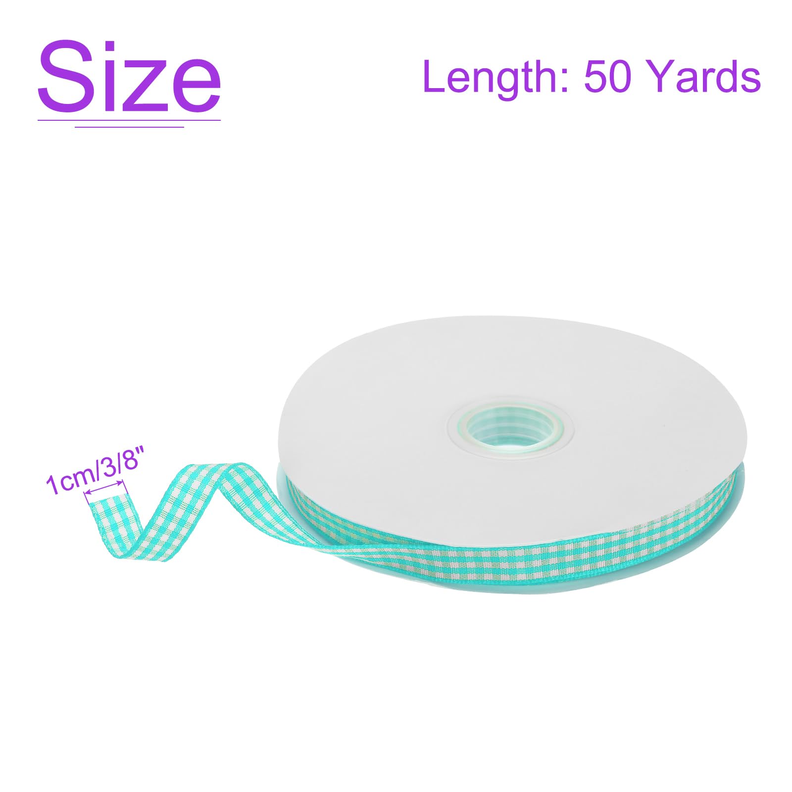 DMiotech 3/8 Inch 50 Yards Gingham Ribbon, Checkered Ribbon Plaid Ribbon for Gift Wrapping Decoration Art Craft DIY Lake Blue - Image 3