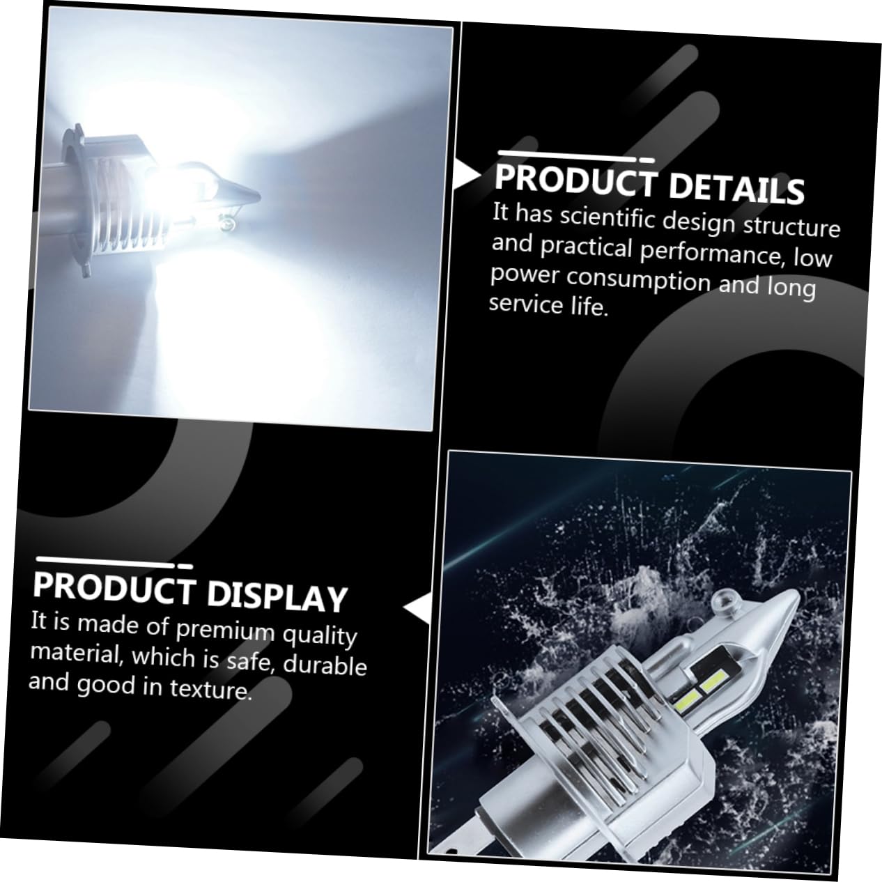 Alipis LED in Lega di Alluminio e Resina per per Fari Fendinebbia Lampadine 2pezzi H4 30w Alta Luminosità Forte Permeabilità Argento Auto