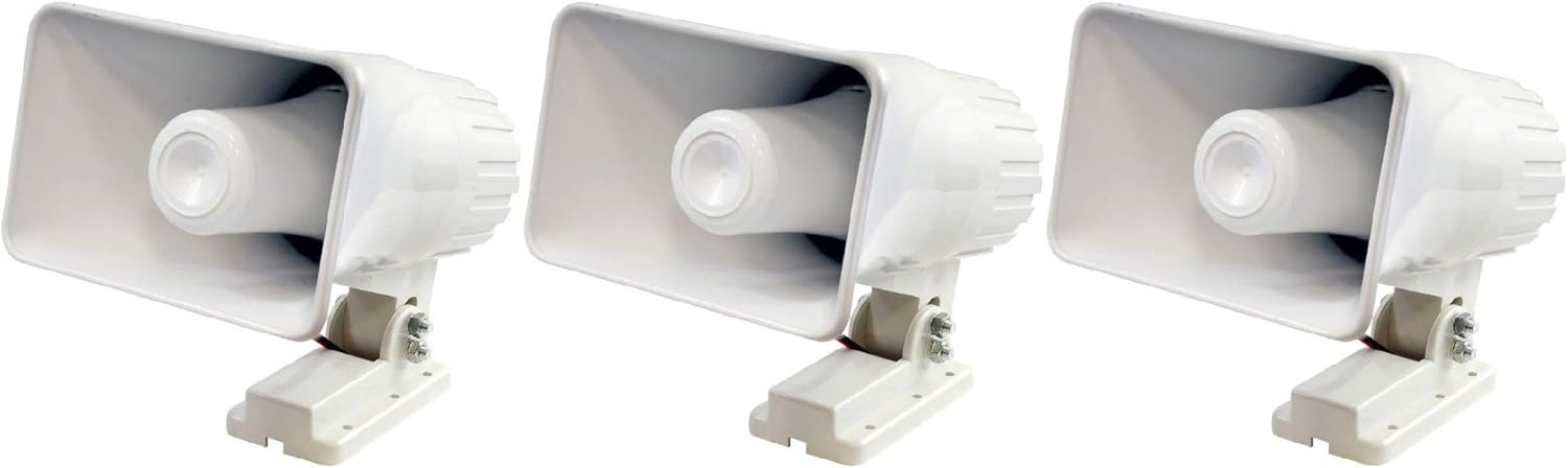 New Pyle 6" 50 Watt Indoor/Outdoor Waterproof Home PA Horn Speaker (3 Pack)