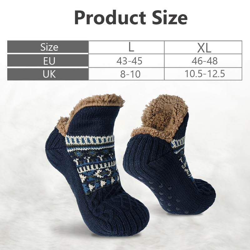 flintronic 1 Paia Calzini a Pantofola per Donna e Uomo, Morbidi e Caldi, Comodi, Caldi Calzini Foderati in Lana, Antiscivolo per Interni
