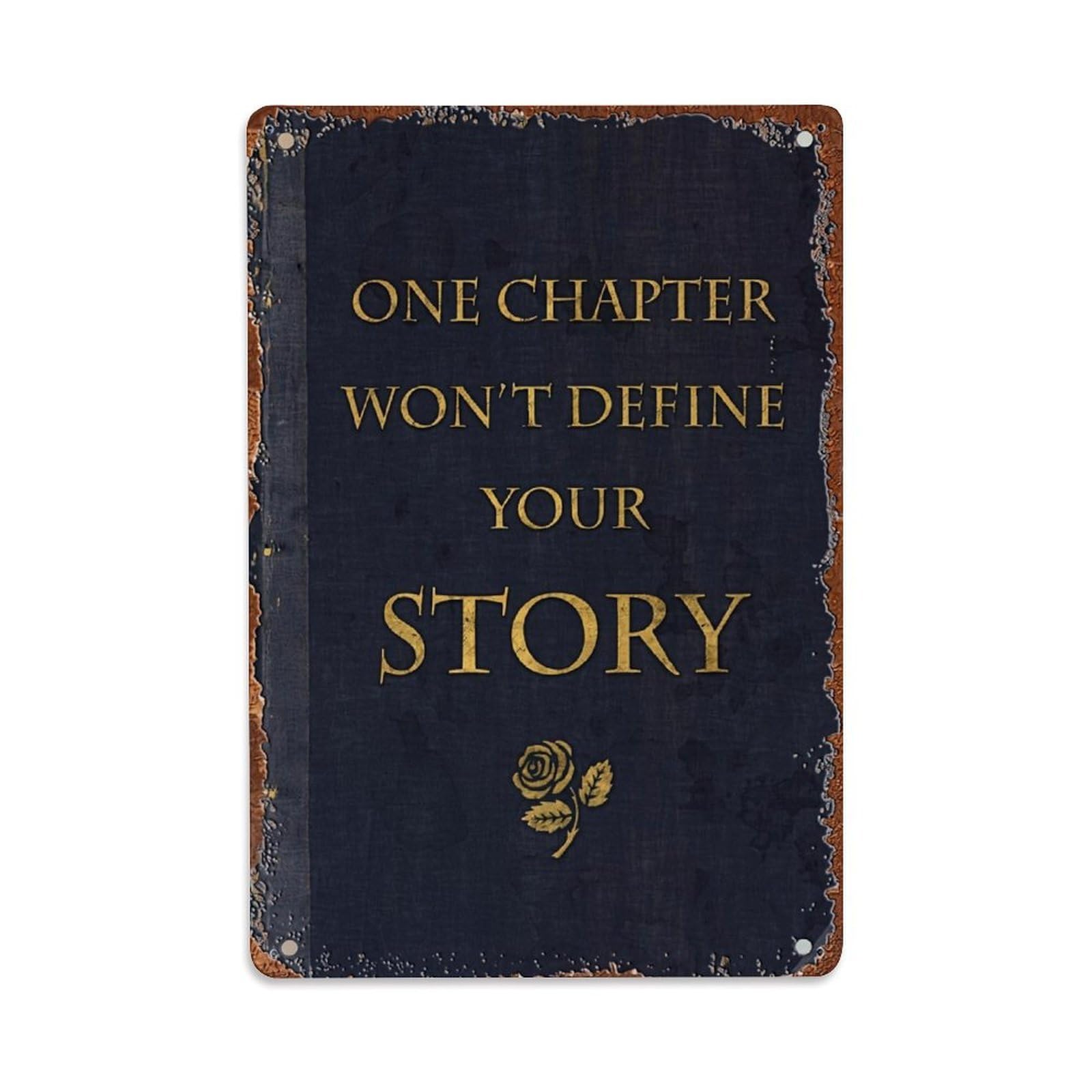 Jdyaojiesheng Vintage One Chapter Won't Define Your Story Tin Sign Retro Metal Wall Decor Metal Poster, Home Bar Garage Farmhouse Cafe Wall Art Decoration 8X12inches