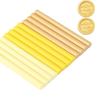 12pcs Wax Seal Sticks, HOSEALING 3 Colors(Gold/Medium Yellow/Lemon Yellow) Sealing Wax Sticks Kit for Wax Seal Stamp, Glue GUE Sticks Set for Wedding Invitations, Letter Sealing (Kit 12)