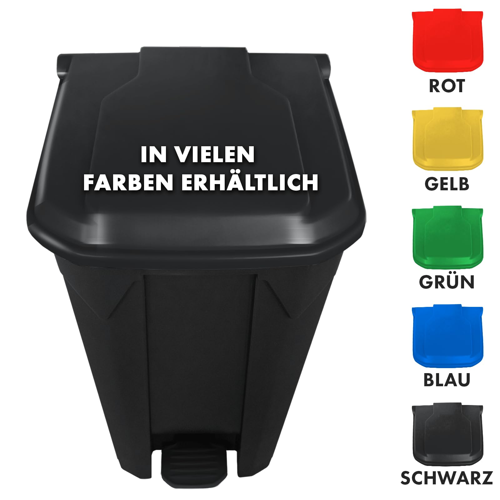 Floordirekt Mülleimer 50 Liter, Grauer Deckel, Abfalleimer für Küche und Büro, Mülltrennsystem, Tretmülleimer mit Step-On-Mechanismus, Papierkorb, Mülltonne Olaf