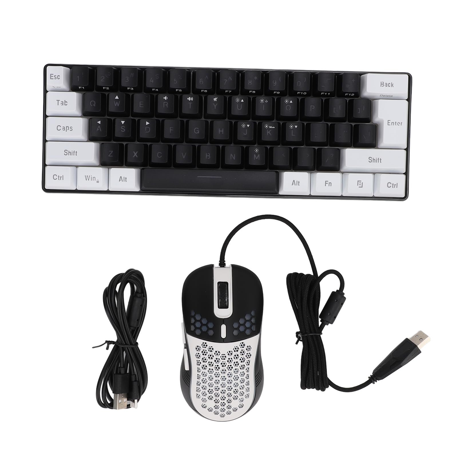 Combinazione Tastiera e Mouse da Gioco Al 60%, Set Tastiera e Mouse Retroilluminati RGB, Mini Tastiera Meccanica a 61 Tasti, Mouse Ottici Ergonomici, Set da Gioco Cablato per PC
